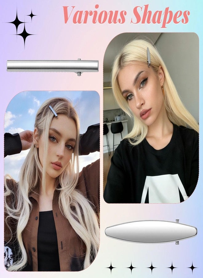 OIIKI 24pcs Silver Y2K Hair Clips, 12 Style Metal Alligator Clips Barrettes for Women, Non-Slip 2000s Star Hairclips Cool Hair Accessories for Thin Thick Straight Curle Hairstyles - Image 4